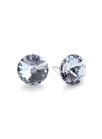 Seona Seona Ella 10mm Crystal Stud Earrings  – Hypoallergenic Stainless Steel Stud Earrings for Women, Elegant Crystal Rivoli Jewelry Earrings for Everyday and Special Occasions -  Smoky Mauve